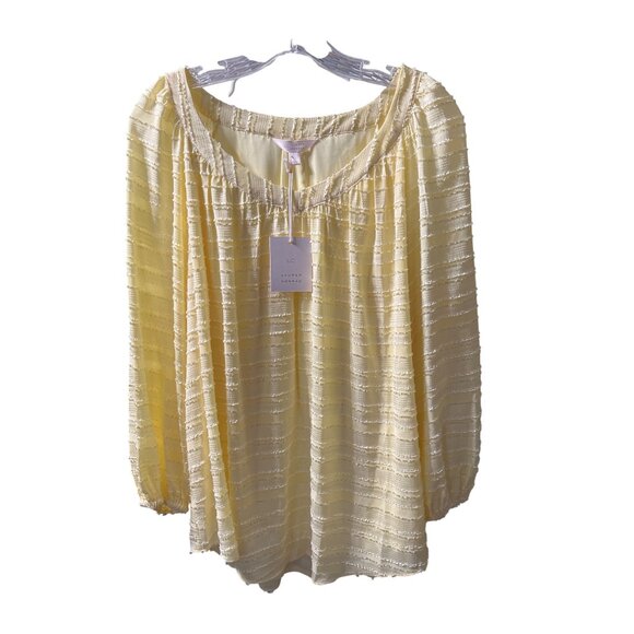 Lauren Conrad Pale Yellow Textured Blouse Size XL - Picture 3 of 9